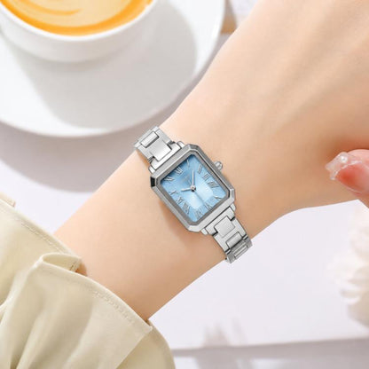 SKMEI 2582 Elegant Ladies Square Watch Stainless Steel Strap 30m Life Waterproof Quartz Watch