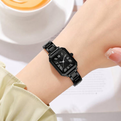 SKMEI 2582 Elegant Ladies Square Watch Stainless Steel Strap 30m Life Waterproof Quartz Watch