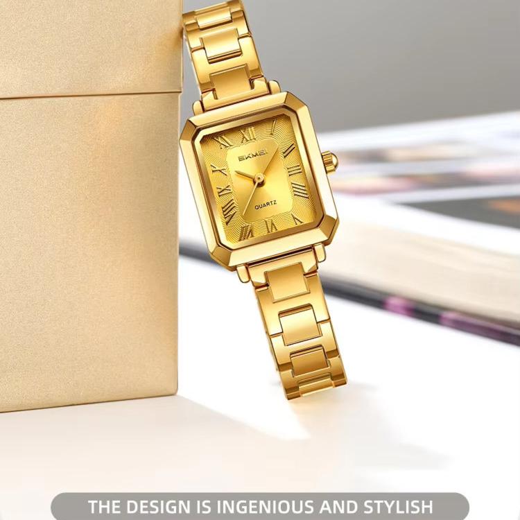 SKMEI 2582 Elegant Ladies Square Watch Stainless Steel Strap 30m Life Waterproof Quartz Watch