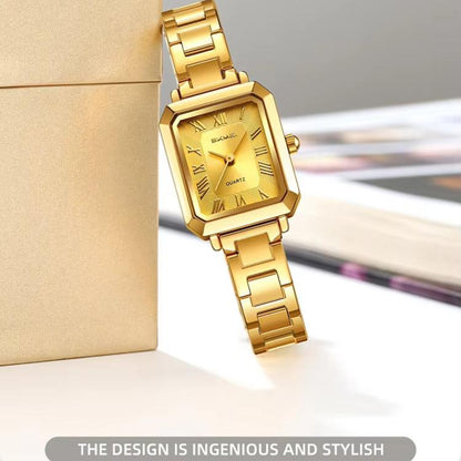SKMEI 2582 Elegant Ladies Square Watch Stainless Steel Strap 30m Life Waterproof Quartz Watch