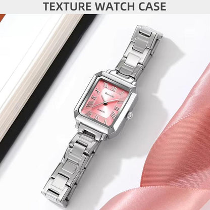SKMEI 2582 Elegant Ladies Square Watch Stainless Steel Strap 30m Life Waterproof Quartz Watch
