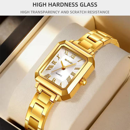 SKMEI 2582 Elegant Ladies Square Watch Stainless Steel Strap 30m Life Waterproof Quartz Watch
