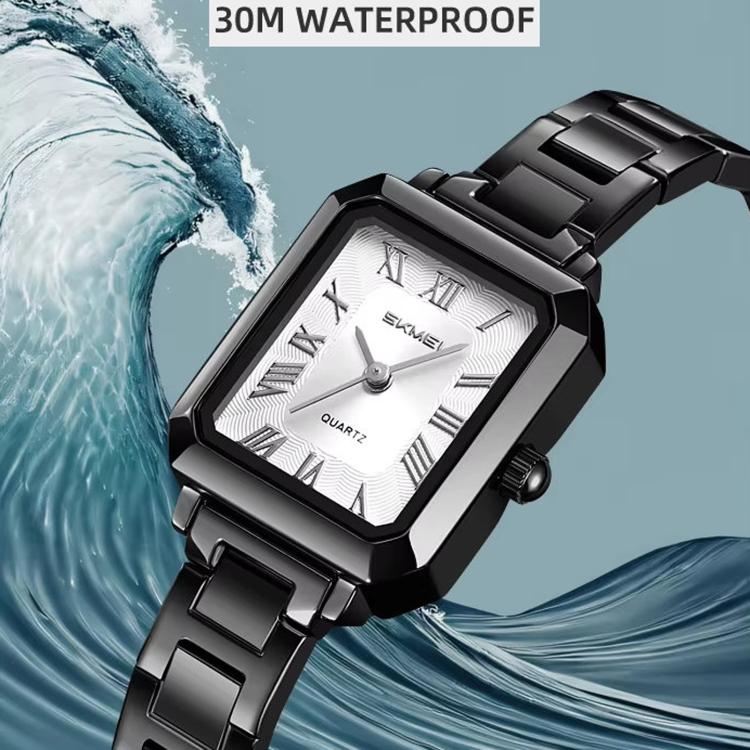 SKMEI 2582 Elegant Ladies Square Watch Stainless Steel Strap 30m Life Waterproof Quartz Watch