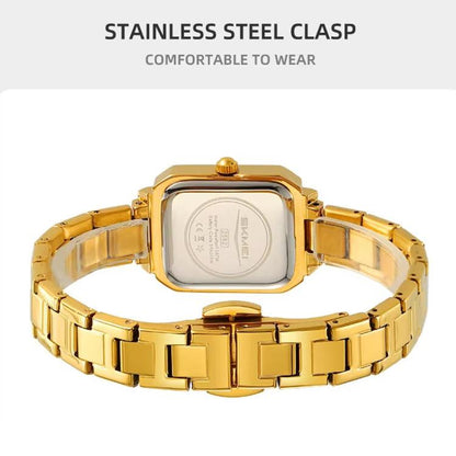 SKMEI 2582 Elegant Ladies Square Watch Stainless Steel Strap 30m Life Waterproof Quartz Watch