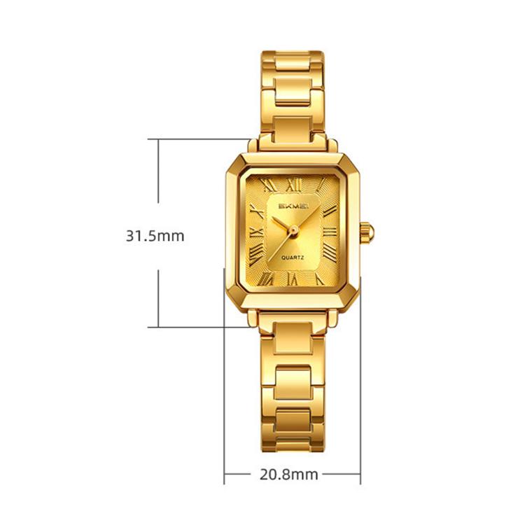 SKMEI 2582 Elegant Ladies Square Watch Stainless Steel Strap 30m Life Waterproof Quartz Watch