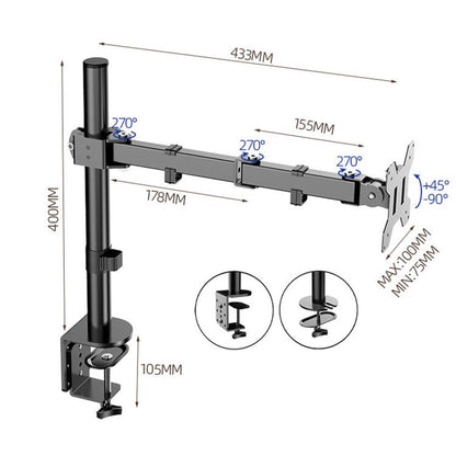 Computer Monitor Mechanical Single-arm Rotating Stand Desktop Clamp, ZX-MT011