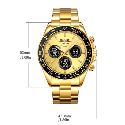 SKMEI 2587 Men Stainless Steel Strap Triple-Dial Chronograph 30M Life Waterproof Digital Watch
