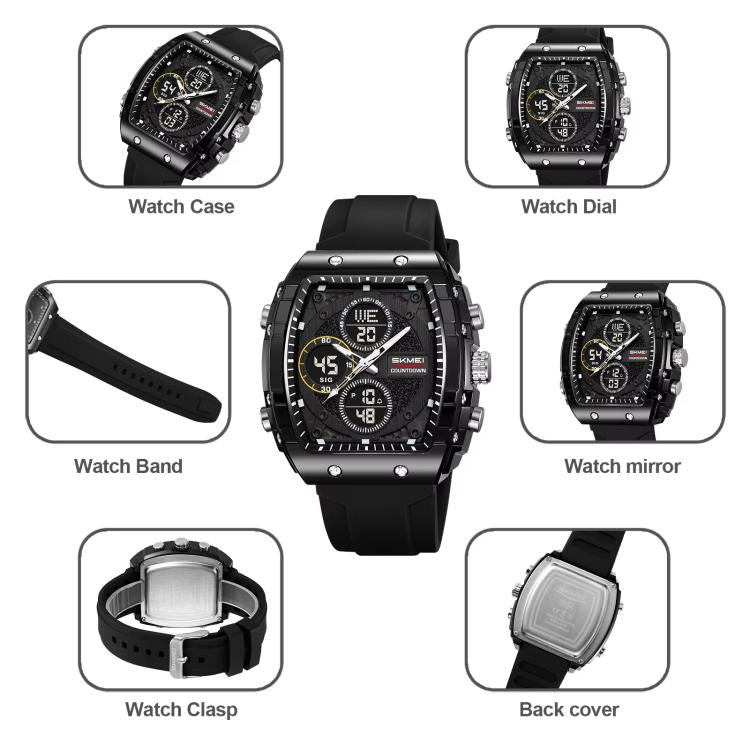 SKMEI 2602 Multifunctional Dual-Display Sports Watch 50m Life Water-Resistant Chronograph Luminous Outdoor Digital Watch