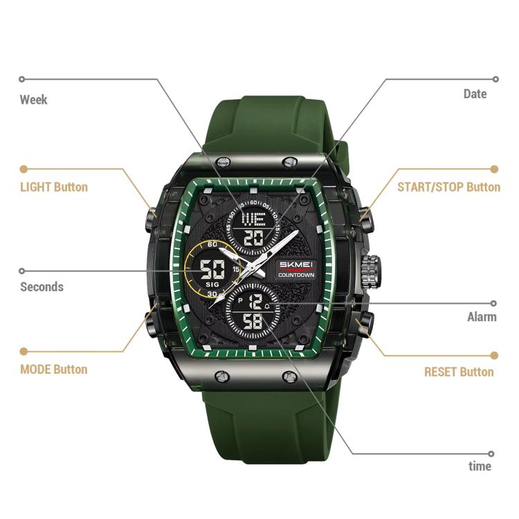 SKMEI 2602 Multifunctional Dual-Display Sports Watch 50m Life Water-Resistant Chronograph Luminous Outdoor Digital Watch