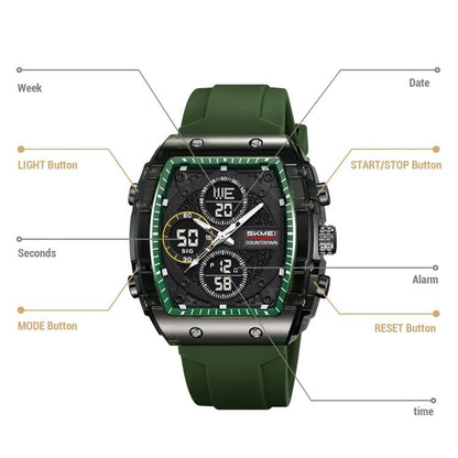 SKMEI 2602 Multifunctional Dual-Display Sports Watch 50m Life Water-Resistant Chronograph Luminous Outdoor Digital Watch