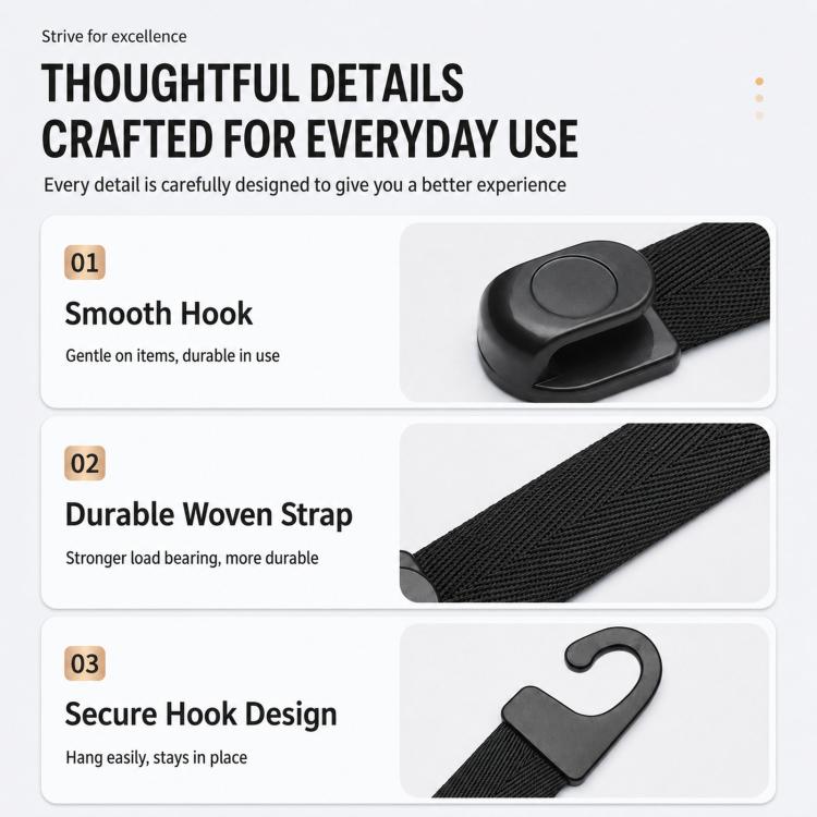 2pcs /Pack Car Headrest Hooks Car Seat Purse Hook Universal Car Organizer Backseat Hanger for Handbags, Coats, Grocery Bags, Car Headrest Hooks