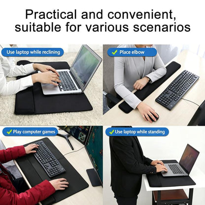 Large Integrated Wrist Rest Mouse Pad & Desk Mat, Office Gaming Wrist Support Keyboard Hand Rest, Large Black, Large Black Red Side