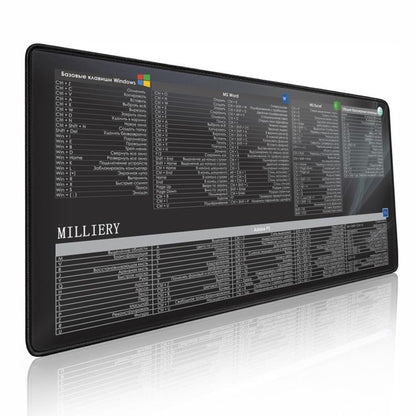 Large Shortcut Keys Mouse Pad Multi-Language Options Available Fray-Free Stitched Edges Keyboard Pad, 300x600x2mm, 300x600x3mm, 300x800x2mm, 300x800x3mm, 300x800x4mm