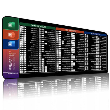 Large Shortcut Keys Mouse Pad Multi-Language Options Available Fray-Free Stitched Edges Keyboard Pad, 300x600x2mm, 300x600x3mm, 300x800x2mm, 300x800x3mm, 300x800x4mm