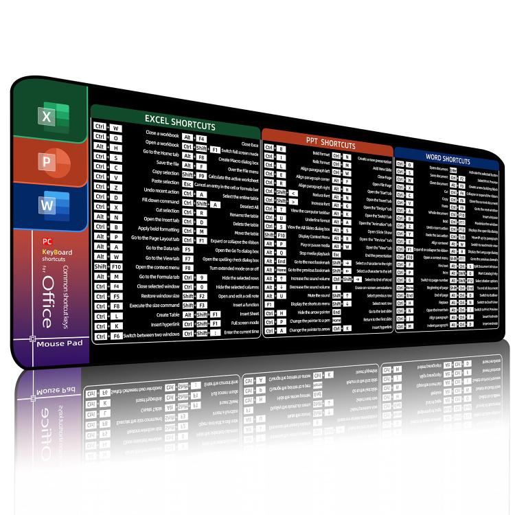 Large Shortcut Keys Mouse Pad Multi-Language Options Available Fray-Free Stitched Edges Keyboard Pad, 400x800x2mm, 400x800x3mm, 400x900x2mm, 400x900x3mm