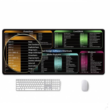 Large Shortcut Keys Mouse Pad Multi-Language Options Available Fray-Free Stitched Edges Keyboard Pad, 400x800x2mm, 400x800x3mm, 400x900x2mm, 400x900x3mm