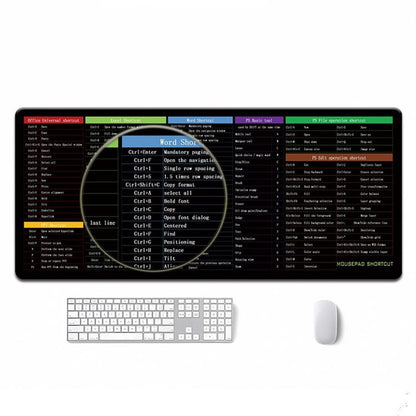 Large Shortcut Keys Mouse Pad Multi-Language Options Available Fray-Free Stitched Edges Keyboard Pad, 400x800x2mm, 400x800x3mm, 400x900x2mm, 400x900x3mm