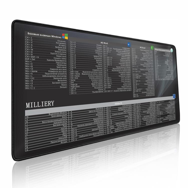 Large Shortcut Keys Mouse Pad Multi-Language Options Available Fray-Free Stitched Edges Keyboard Pad, 400x800x2mm, 400x800x3mm, 400x900x2mm, 400x900x3mm