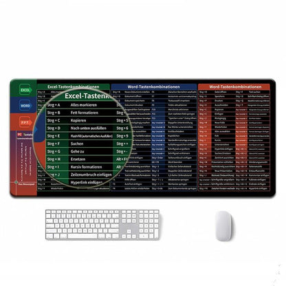 Large Shortcut Keys Mouse Pad Multi-Language Options Available Fray-Free Stitched Edges Keyboard Pad, 400x800x2mm, 400x800x3mm, 400x900x2mm, 400x900x3mm