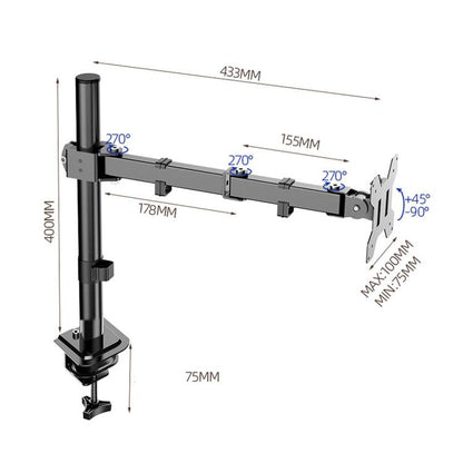 Computer Monitor Single-Arm Rotating Lifting Stand, ZX-MT011N