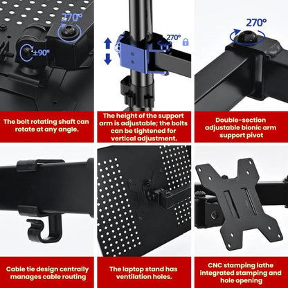 10-32 Inch Computer Monitor Desktop Tray Clip Adjustable Cantilever Stand, ZX-MT012N
