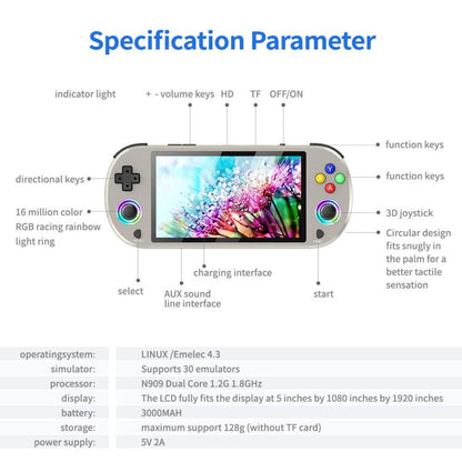 SJGAM M22 PRO 5 Inch HD IPS Open Source Retro Portable Handheld Game Console With Controller, 64GB Gray, 128GB Gray, 256GB Gray, 64GB Black, 128GB Black, 256GB Black