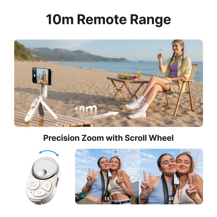 TELESIN Magnetic Phone Selfie Stick Zoom Control Tripod 13cm Pocket-Sized Foldable Lightweight Aluminum Travel Phone Holder, P1-TSS-006