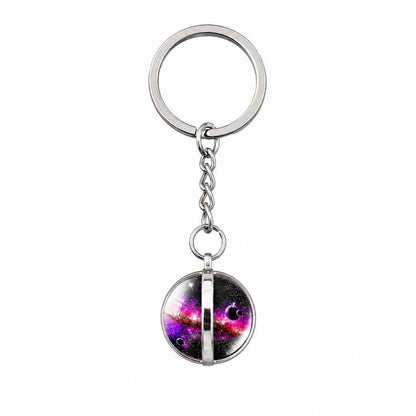 3D Galaxy Crystal Ball Keychain Glow in the Dark Planet Pendant Luminous Cosmic Starry Sky Pocket Keyring for Car Keys, Backpack