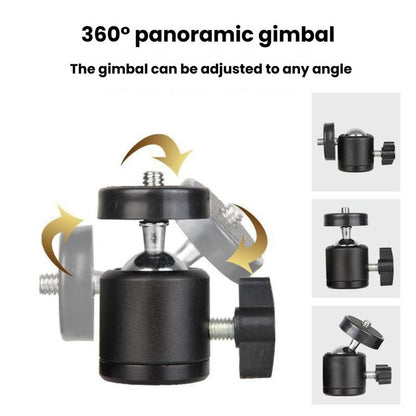 Phone Live Stand & Tripod Rotating Clamp, Multifunctional 360-Degree Overhead Shooting Holder, 1/4 Tripod Head + Clamp, Tripod Head
