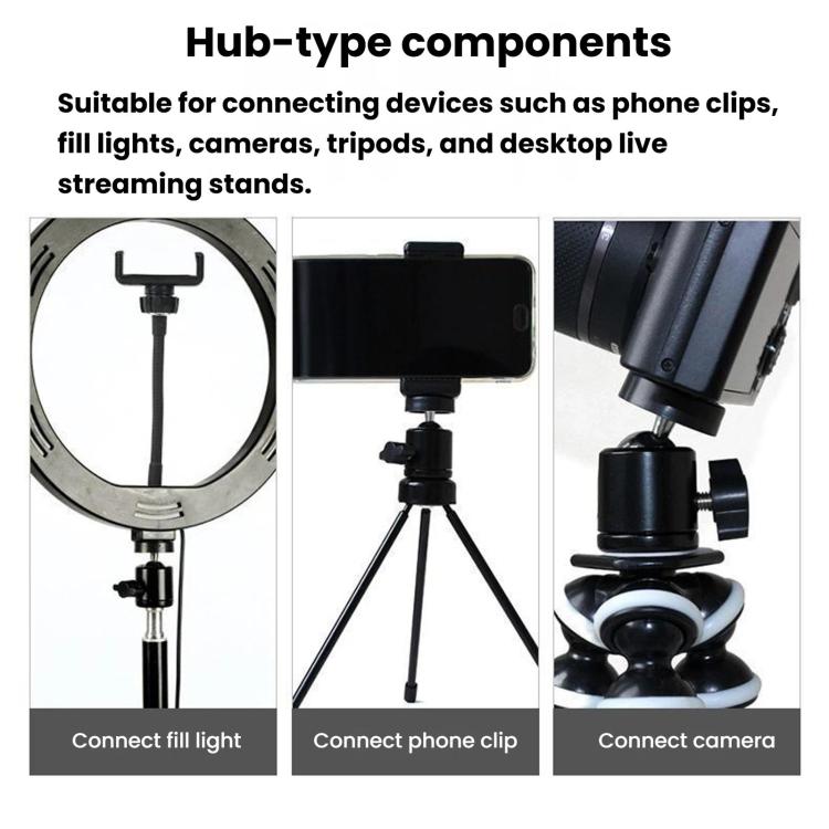 Phone Live Stand & Tripod Rotating Clamp, Multifunctional 360-Degree Overhead Shooting Holder, 1/4 Tripod Head + Clamp, Tripod Head