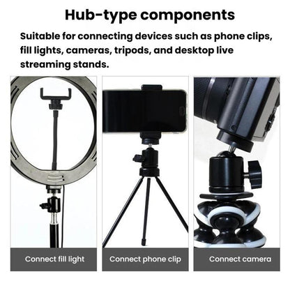 Phone Live Stand & Tripod Rotating Clamp, Multifunctional 360-Degree Overhead Shooting Holder, 1/4 Tripod Head + Clamp, Tripod Head