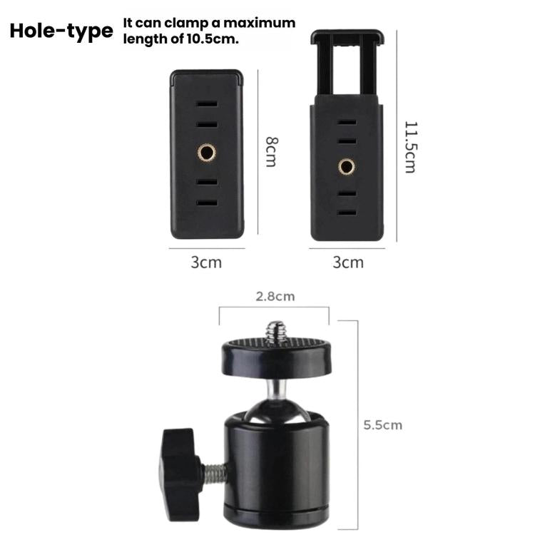 Phone Live Stand & Tripod Rotating Clamp, Multifunctional 360-Degree Overhead Shooting Holder, 1/4 Tripod Head + Clamp, Tripod Head