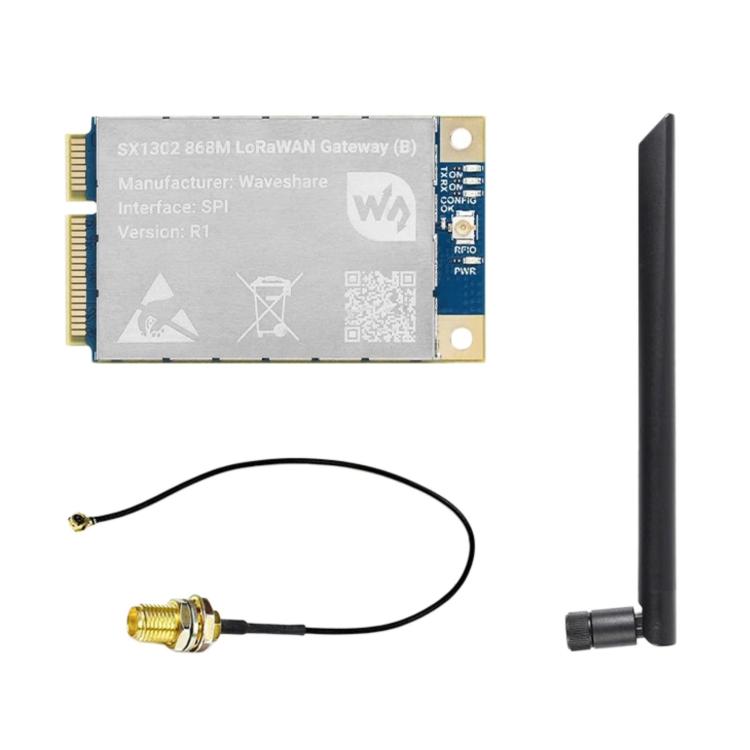 Waveshare For Raspberry Pi LoRaWAN Gateway Module Standard Mini-PCIe Socket, SX1302 868M, SX1302 868M With Expansion Board, SX1303 868M, SX1303 868M With Expansion Board, SX1302 915M, SX1302 915M With Expansion Board, SX1303 915M