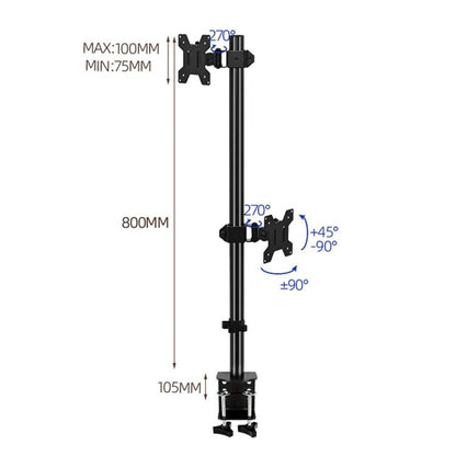 Dual-screen Monitor Mount No-drill Rotating Stand Height Adjustable Base, ZX-MT028
