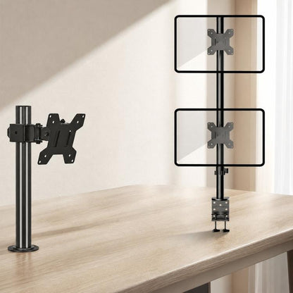 Dual-screen Monitor Mount No-drill Rotating Stand Height Adjustable Base, ZX-MT028