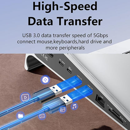 TYPE-C Laptop / Tablet Stand With USB 3.0 Expansion Dock, 9 in 1 Expansion/Triple Display/Ethernet Port, 8 in 1 Expansion/Ethernet Port, 8 in 1 Expansion