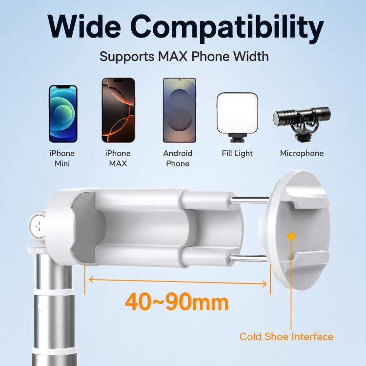 TELESIN 1.7m Auto-Opening Tripod Selfie Stick with Magnetic Remote, Ground-Triggered Phone Tripod Stand with Cold Shoe Mount, P1-TSS-002