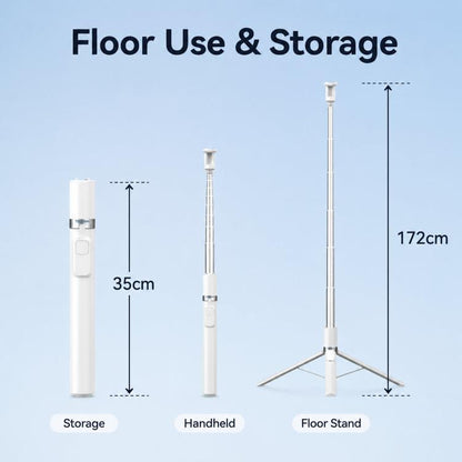 TELESIN 1.7m Auto-Opening Tripod Selfie Stick with Magnetic Remote, Ground-Triggered Phone Tripod Stand with Cold Shoe Mount, P1-TSS-002