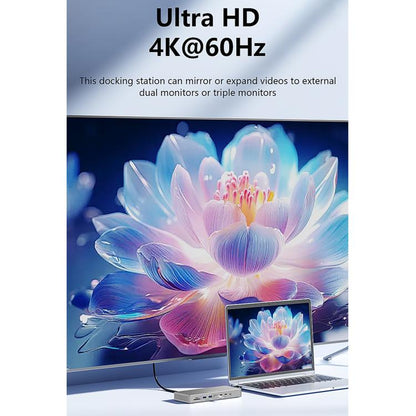 16 In 1 Laptop Quad-Screen Display Expansion Dock Type-C 3.2 Hub, HDMI x 2+DP, DP x 2+HDMI