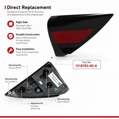 For 2017-2023 Tesla Model 3 / Y Charging Port Cover Taillight Trim Panel 1518783-00-A, 1518783-00-A