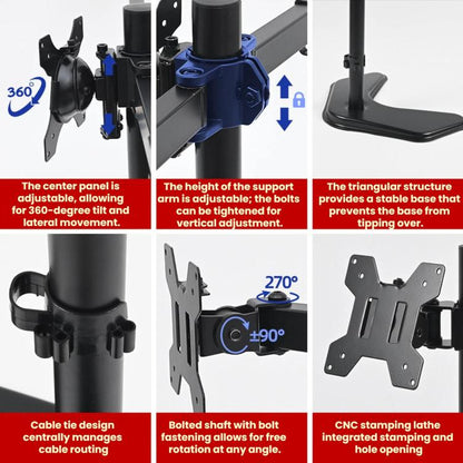 Three-Screen 360 Degree Rotating Base Cantilever Monitor Mount, ZX-T033V