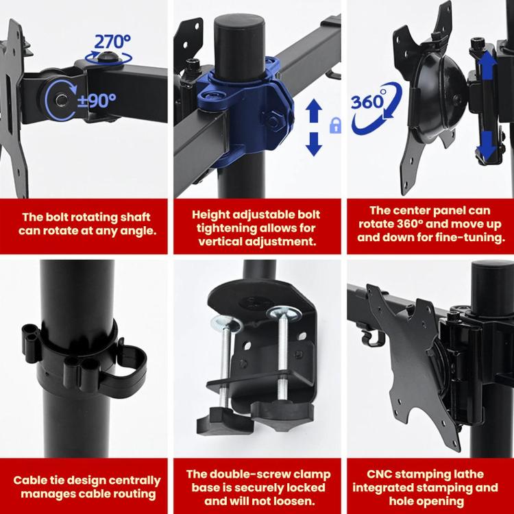 360 Degree Rotating Monitor Mount with Triple Screen, ZX-T033W