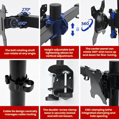 360 Degree Rotating Monitor Mount with Triple Screen, ZX-T033W