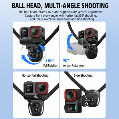 BRDRC POV Perspective Shot Quick-Release Neck Brace, For Insta360  Ace Pro 1 / 2, For Gopro