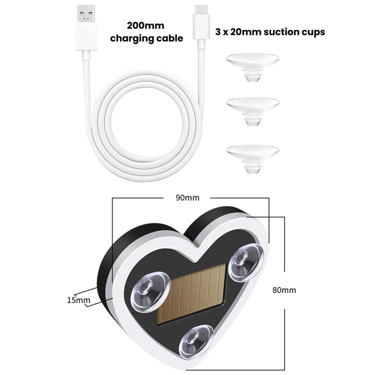 Solar Powered Heart-Shaped Car Ambient Light Smart Modified Neon Light For Vehicle Interior