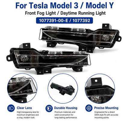 For 2017-2023 Tesla Model 3/Y Front Fog Lights 1077391-00-E / 1077392, Left, Right