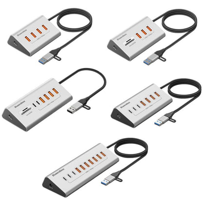 Blueendless TYPE-C Splitter 10Gbps Braided Cable Extension Hub, 15W USB3.2 x 4, 15W USB3.2 x 3+SD/TF3.0, 15W USB3.2 x 4+TYPE-C3.2 x 2+SD/TF3.0, 15W USB3.2 x 4+TYPE-C3.2 x 3, 36W USB3.2 x 7+TYPE-C3.2 x 3