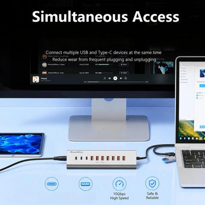 Blueendless TYPE-C Splitter 10Gbps Braided Cable Extension Hub, 15W USB3.2 x 4, 15W USB3.2 x 3+SD/TF3.0, 15W USB3.2 x 4+TYPE-C3.2 x 2+SD/TF3.0, 15W USB3.2 x 4+TYPE-C3.2 x 3, 36W USB3.2 x 7+TYPE-C3.2 x 3