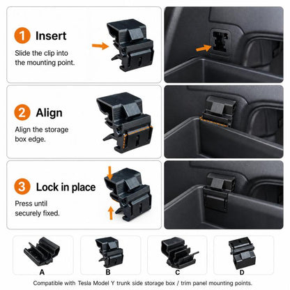 For Tesla Model 3 / Y 5pcs /Set Storage Box Mounting Clip 1472872-00-B, 1472872-00-B 5pcs