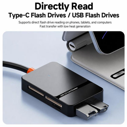 6 In 1 USB / Type-C High-Speed 3.0 Card Reader SD/TF/CF/MS Card Reader, ADS-326